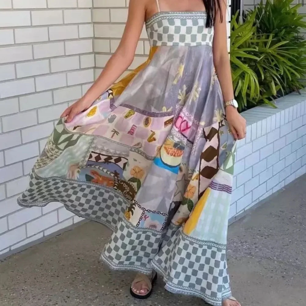 EmmaLee Runway Patchwork Maxi Sun Dress, Couture Lux Maxi Gown - Picture 5 of 16